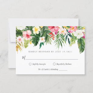 Tropiskt palmträd blad och blomsterlig RSVP-kort Inbjudningar