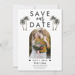 Tropiskt palmträd foto bröllop Save the Date Inbjudningar