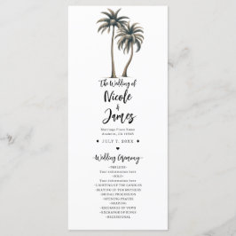 Tropiskt palmträd rustik kustbröllopsprogram program