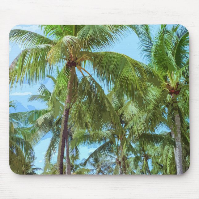 Tropiskt palmträdkonstverk | Mousepad Musmatta (Framsidan)