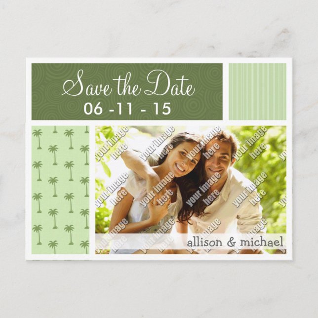 Tropiskt Palmträdsmönster Meddelande Vykort (Framsida)