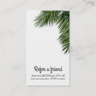 Tropiskt palmtreblad Elegant Referera en vän Rabattkort
