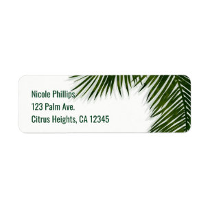 Tropiskt palmtreblad Elegant sommarinbjudan Returadress Etikett