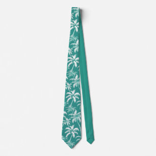 Tropiskt palmtreemönster Teal kuststil Slips