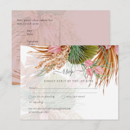 Tropiskt Pampasgräs Terrakotta Bröllop Vykort