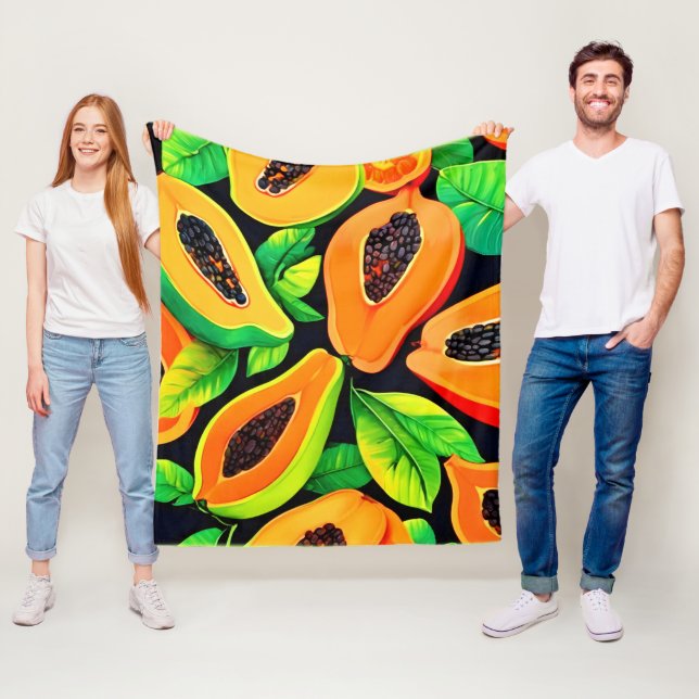 Tropiskt papaya paradis fleecefilt (På plats)