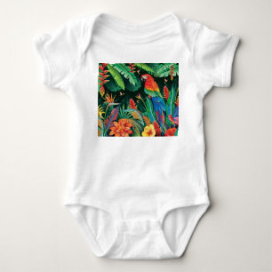 Tropiskt papegoja: Bakgrund för exotisk Blommigt. T Shirt