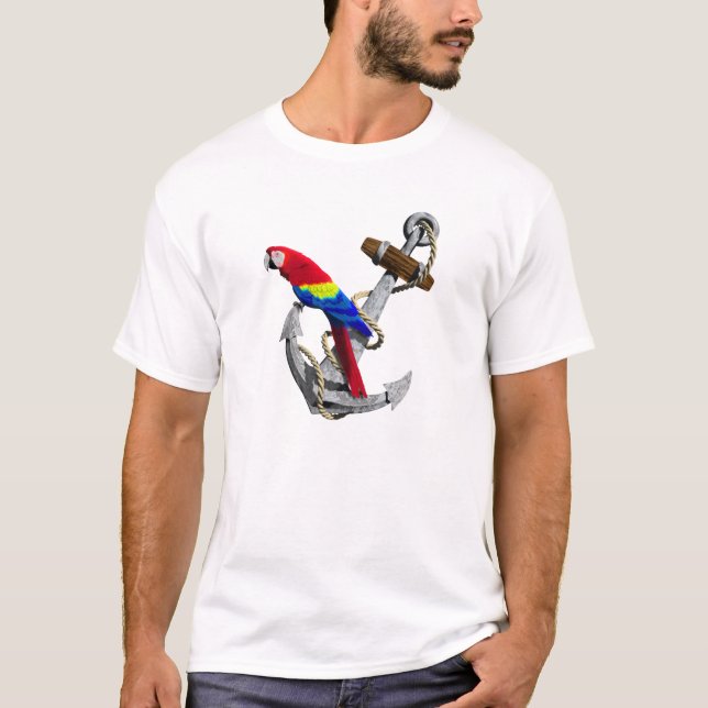 Tropiskt papegoja och anchor t shirt (Framsida)