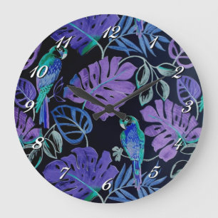 Tropiskt papegoja Paradise Wall Clock Stor Klocka