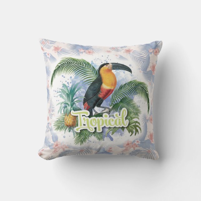 Tropiskt papegoja tema kudde (Framsida)