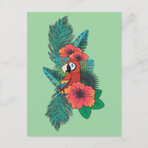 Tropiskt papegoja vykort