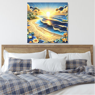 Tropiskt Pappert Quilling-effekter för Ocean View Canvastryck