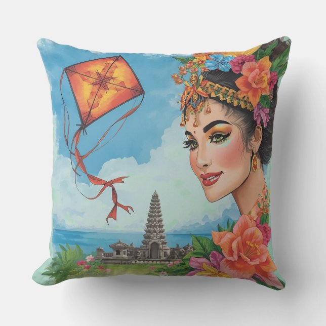 Tropiskt paradis, Bali-dansare, Drake, Tempels, St Kudde (Framsida)