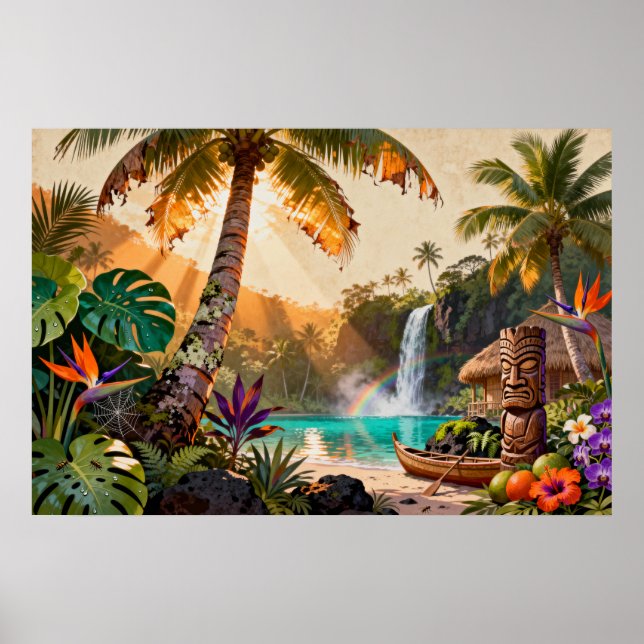 Tropiskt Paradis: En Levande Ö- Retreat Poster (Framsidan)