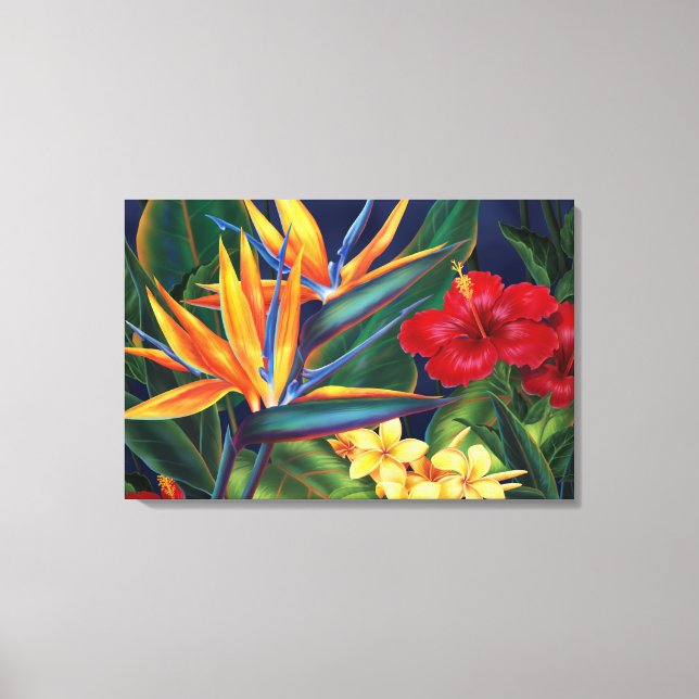 Tropiskt Paradis Hawaiian 3-Panel Insvept Canvas (Framsida)