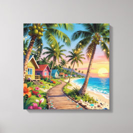Tropiskt Paradis Kustnära Sjöbod Strand Canvastryck
