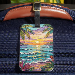 Tropiskt paradis Kustnära strandscen Impasto Bagagebricka