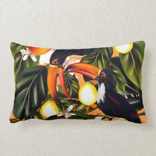 Tropiskt paradis. Toucans och citrus Lumbarkudde