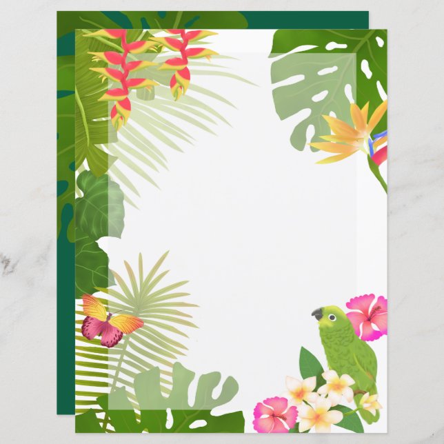 Tropiskt Paradis Vit Blank (Fram/baksida)