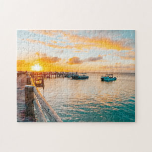 Tropiskt paradisationsblock Sunset Scene Pussel