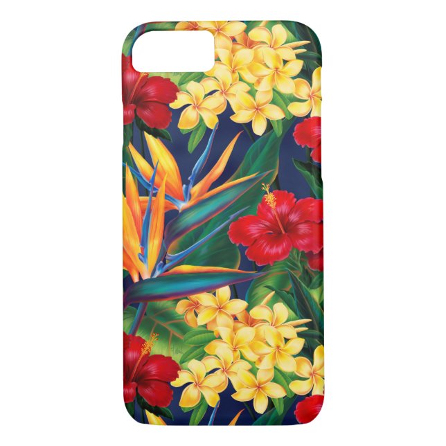 Tropiskt paradise Hawaiian Blommigt Lodrät Case-Mate iPhone Skal (Baksida)