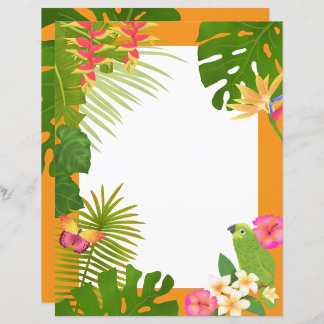 Tropiskt paradise Orange Blank (Fram/baksida)