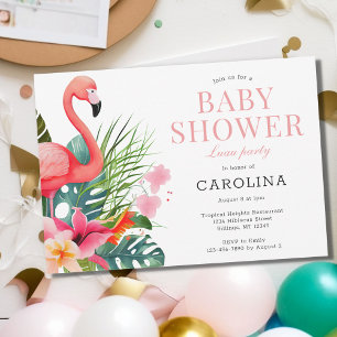 Tropiskt paradise Rosa Baby Shower Inbjudningar