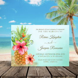 Tropiskt paradistiskt anananas Blommigt Bouquet Br Inbjudningar