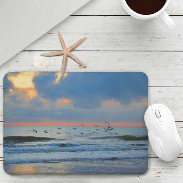 Tropiskt parfymerade sunset Scenia Himlar Ocean Fi Musmatta (Tropical Beach Sunset Scenic Sky Ocean Seagulls Mouse Pad)