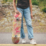 Tropiskt parkeringstillstånd rosa Skateboard<br><div class="desc">Rosa retropalett och ett tropiskt paradis mönster</div>