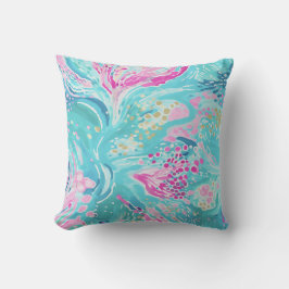 Tropiskt pastel Caribbean Coral Reef Sommarbesök Kudde
