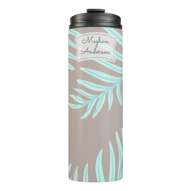 Tropiskt Pastel Löv Monogram Thermal Tumbler (Framsida)