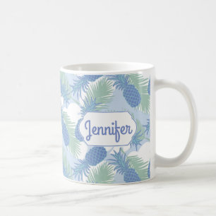 Tropiskt pastellfärgat ananasmönster tillfogar kaffemugg