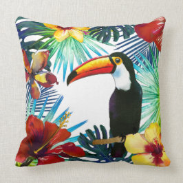 Tropiskt pekdon 2 Gulter Red Teal Blommigt Beach Kudde