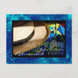 Tropiskt Pension med blått Handflatan Spara datume Meddelande Vykort