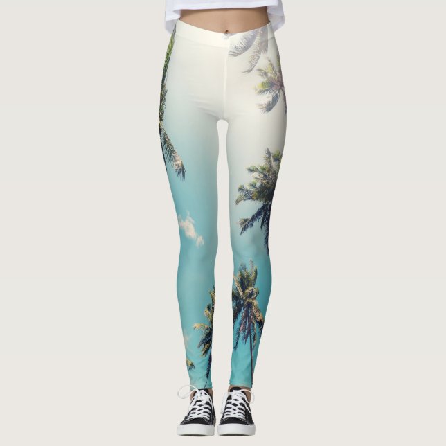 Tropiskt persikeringslandskap leggings (Framsida)