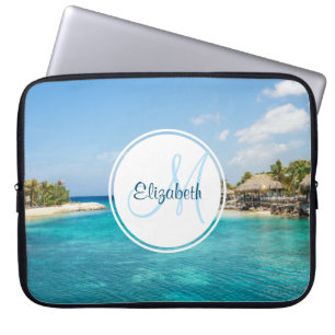 Tropiskt persiko med tunna huts-monogram laptop fodral