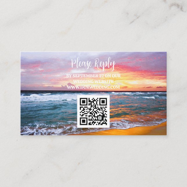 Tropiskt persikodestination Kusten Bröllop Tilläggskort (Framsida)