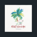 Tropiskt persikofack för julgranar pappersservett<br><div class="desc">Ge din strandjul ett fint fläkt med julklackarna under en handflatan träd, mot en solig bakgrund som inspirerats av Delray Beach, Florida. I denna lekande design ingår frasen "Beach-mas" i handskriven typografi, tryckt på anpassningsbar cocktail-blöjor som framställs för att fira i tropiska stil. Skapat med den ursprungliga vattenfärgskonsten av Victoria...</div>