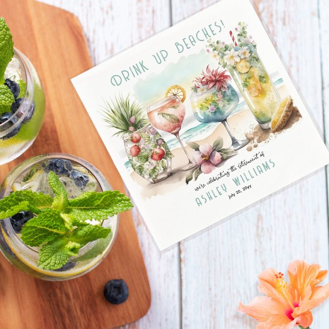 Tropiskt persikofärgat cocktails Pension Party Pappersservett (Skapare uppladdad)