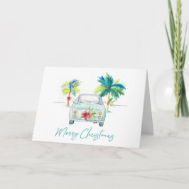 Tropiskt persikofärgat julkort kort