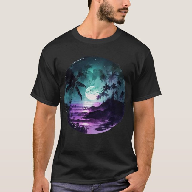 Tropiskt persikofärgat vattentätt trångt t shirt (Framsida)