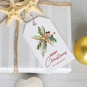 Tropiskt persikofisk Starfish God jul Presentetikett