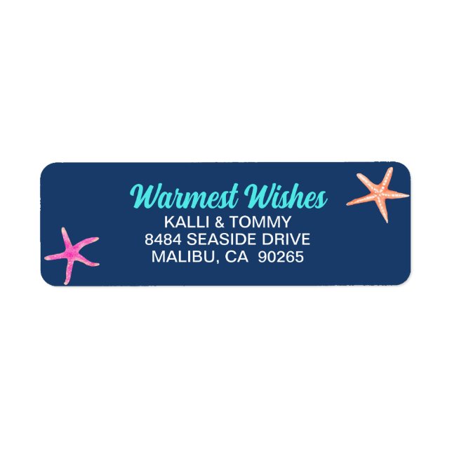 Tropiskt persikofiskstjärtad Juldag Returadress Etikett (Framsidan)