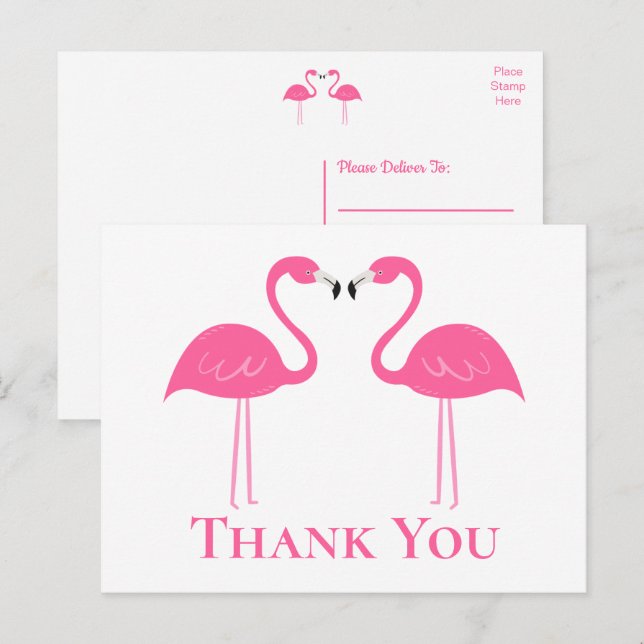 Tropiskt persikoområde Rosa Flamingo Bröllop Tack Vykort (Fram/baksida)