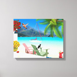 Tropiskt persikoscen Wrapped Canvas