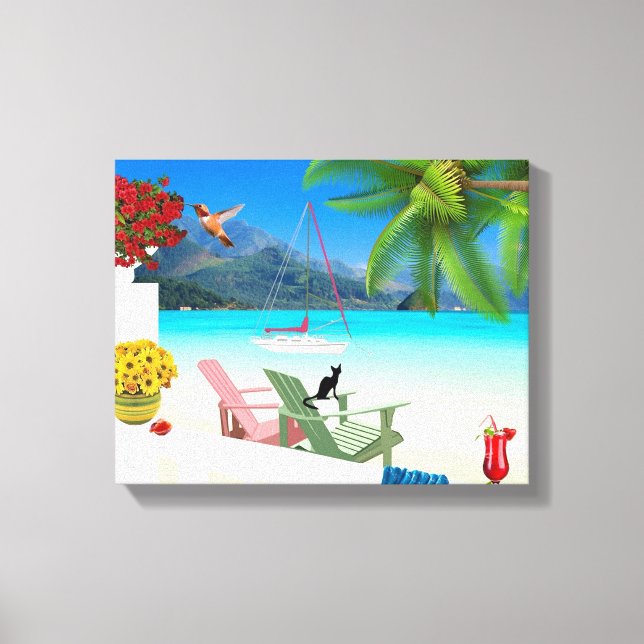 Tropiskt persikoscen Wrapped Canvas (Framsida)