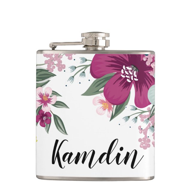 Tropiskt personlig-kolv på vitt fickplunta (Framsidan)