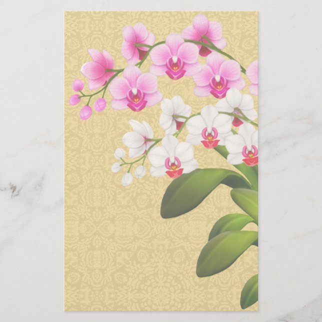 Tropiskt Phalaenopsis Orchid Flowers Stationery Brevpapper (Framsida)
