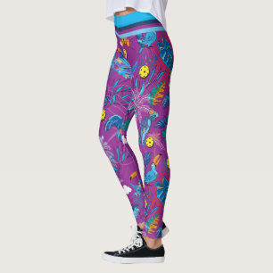 Tropiskt Pickleball, magenta Leggings